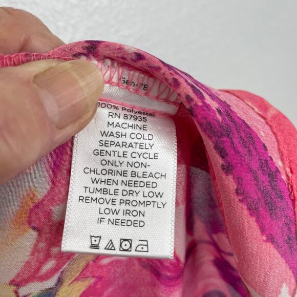 Susan Graver Pink Purple Floral Sheer Open Duster Vest Women's Medium - Picture 10 of 14